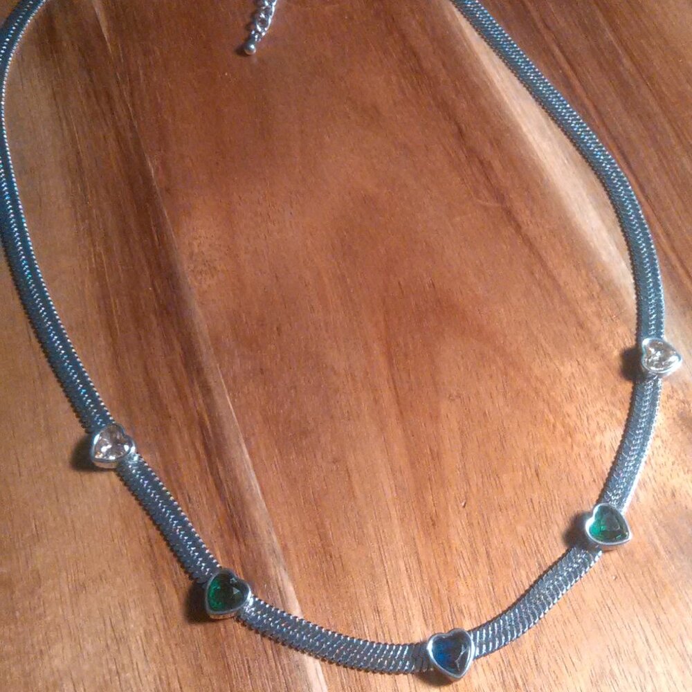 Quintessence of Love Multi Color Austrian Crystal Station Choker Necklace - Picture 2 of 9